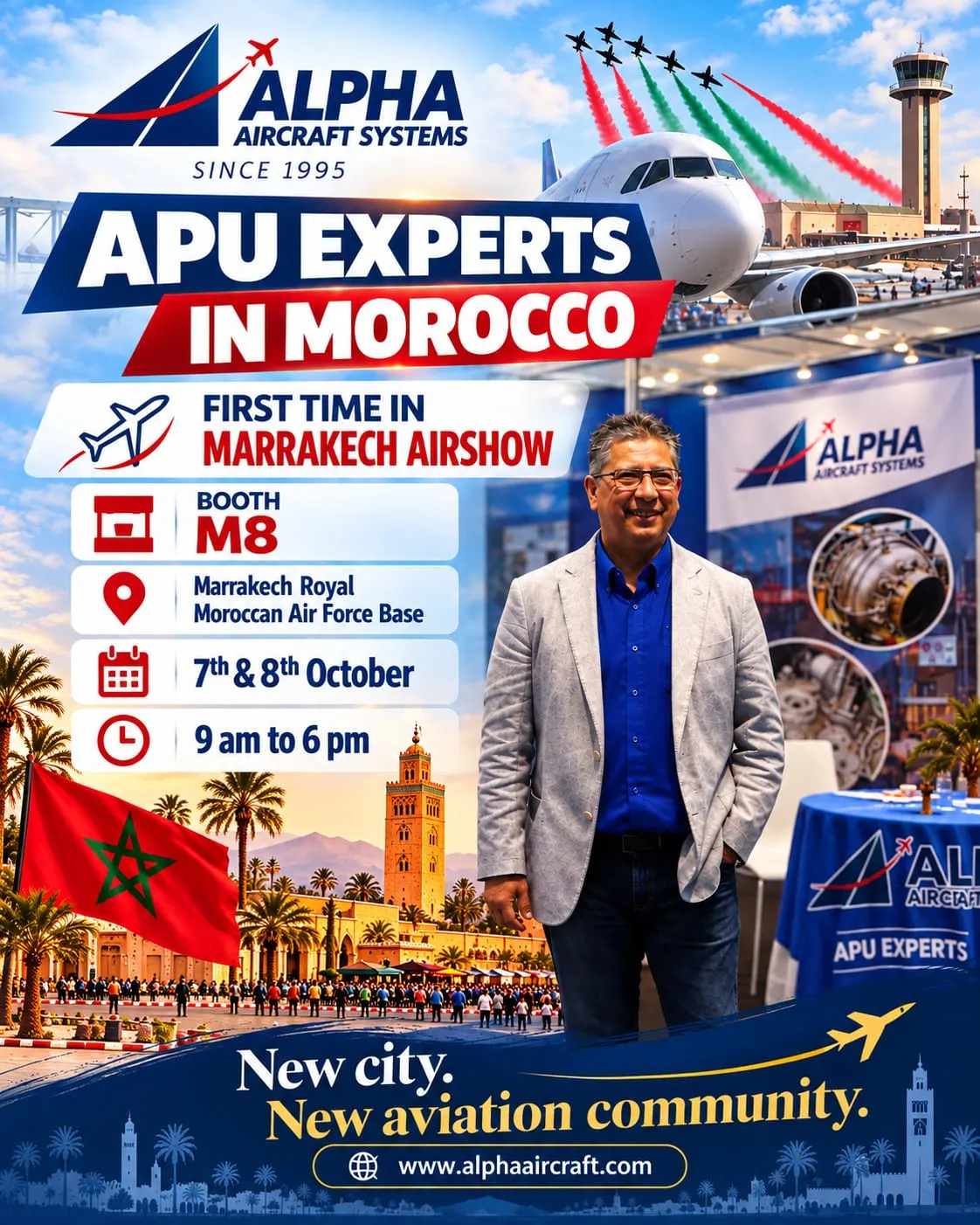 Alpha Aircraft Systems at the Marrakech Airshow, Booth M8, October 7 and 8